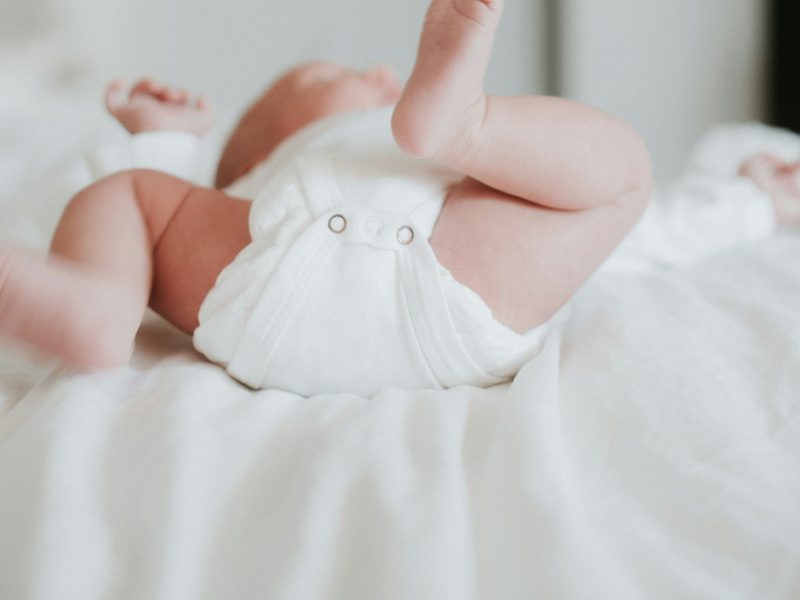 Baby wearing a diaper